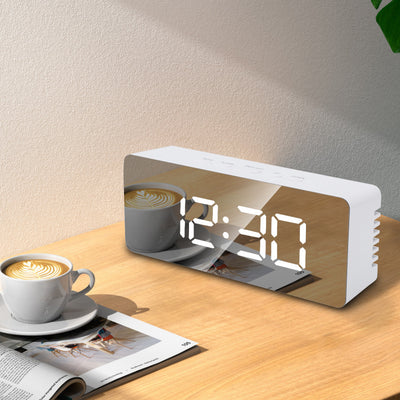 LED Digital Mirror Desktop Creativity Makeup Mirror Alarm Clock，Stylish and unique, making your room stand out