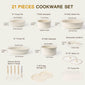 21 Piece Pots and Pans Set Non-Stick, Astercook Ceramic Cookware Set with Sensor Handles, Detachable design，Milky white